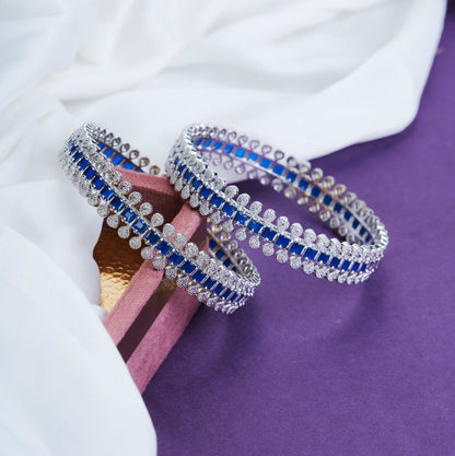 Opal Touch - Sparkling Rhodium Bangles Set (Pack of 2) - Bangles