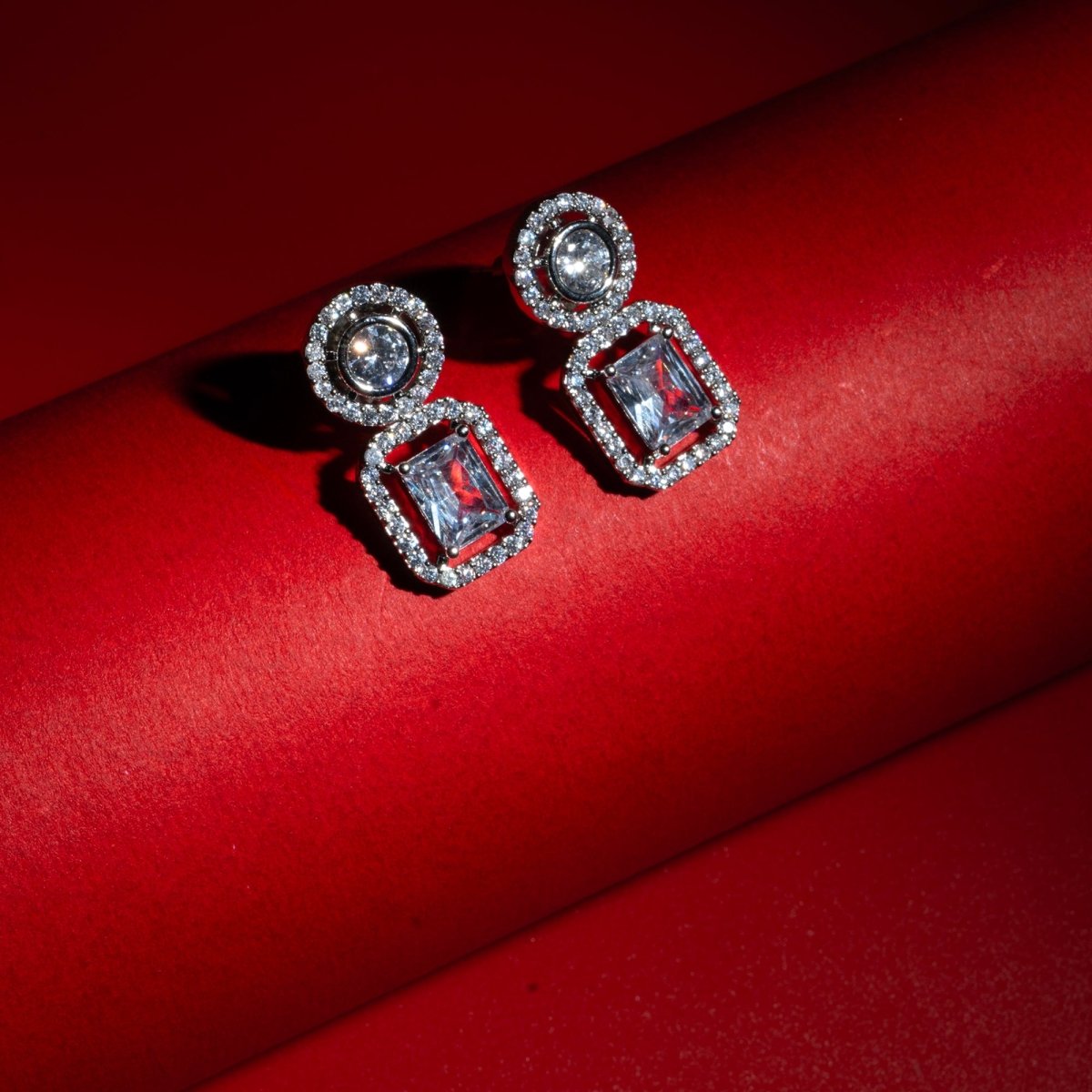 Sparkling Rhodium Plated Cubic Zirconia Drop Earrings - Opal Touch