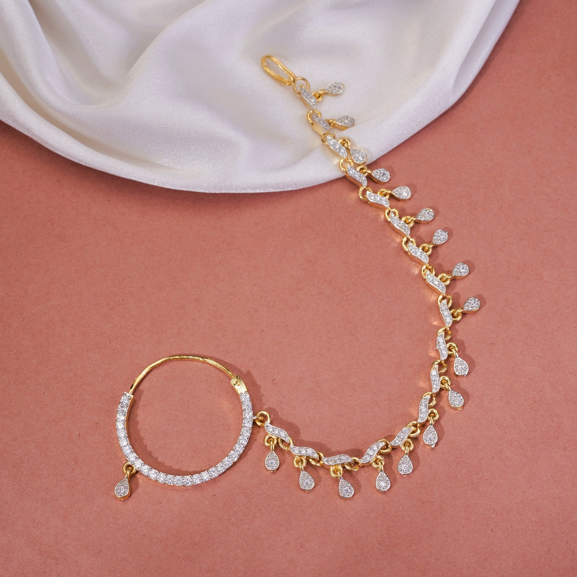 Sparkling Two Tone Nose Pin - Opal Touch