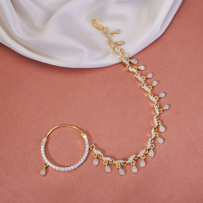 Sparkling Two Tone Nose Pin - Opal Touch