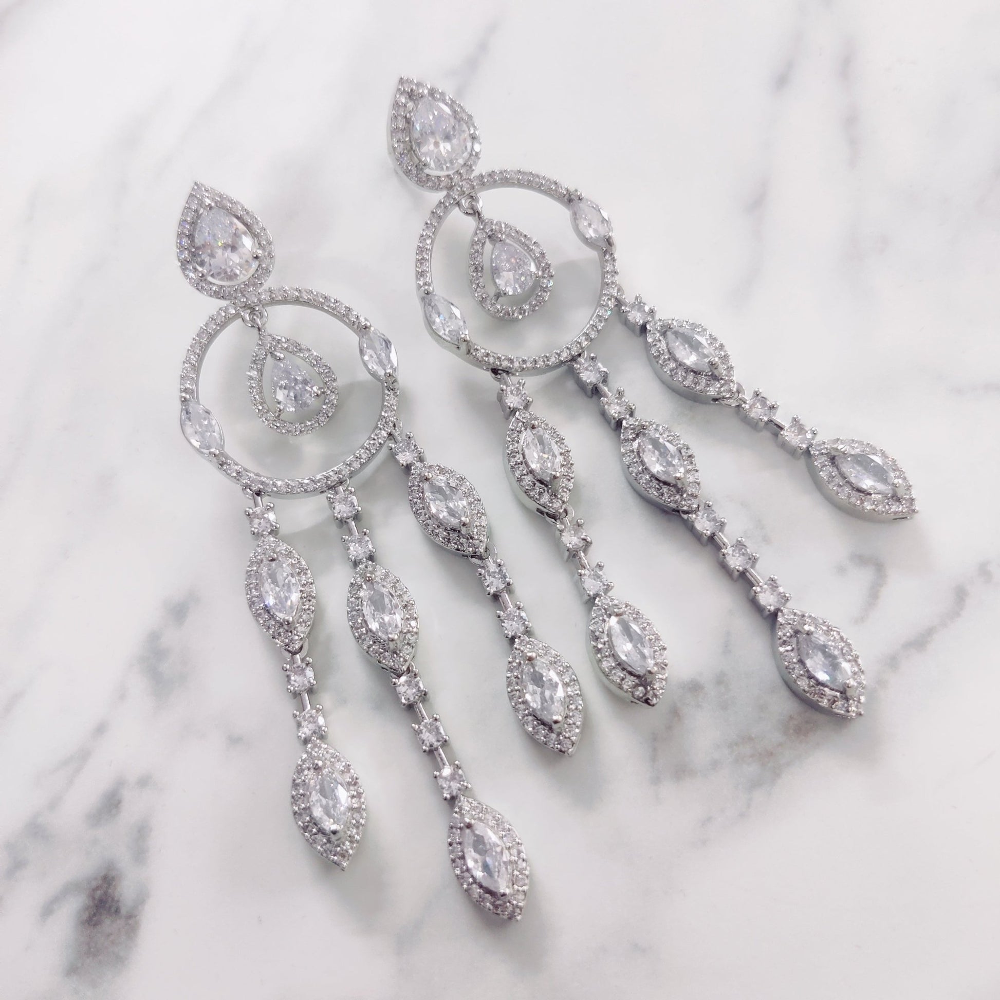 Opal Touch - Sparkling White Rhodium Earrings - Earrings