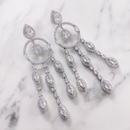 Opal Touch - Sparkling White Rhodium Earrings - Earrings