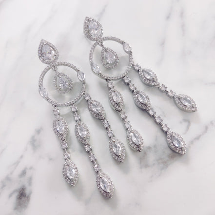 Opal Touch - Sparkling White Rhodium Earrings - Earrings