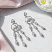 Sparkling White Rhodium Earrings - Opal Touch