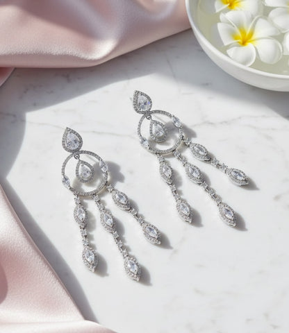Sparkling White Rhodium Earrings - Opal Touch
