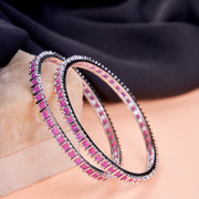 Opal Touch - Square Rhodium Bangles (Pack of 2) - Bangles