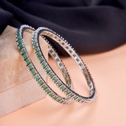 Opal Touch - Square Rhodium Bangles (Pack of 2) - Bangles