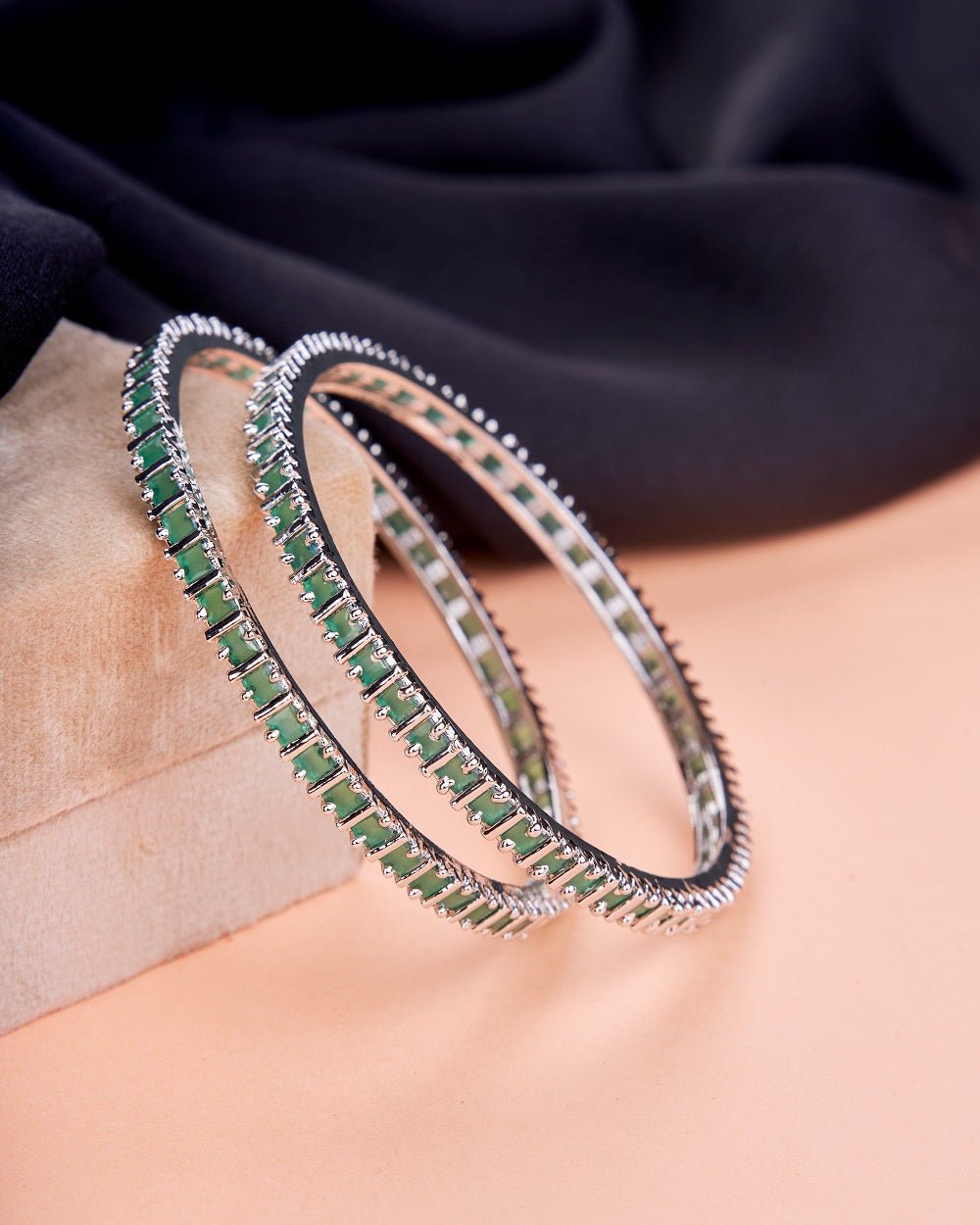 Opal Touch - Square Rhodium Bangles (Pack of 2) - Bangles