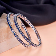 Opal Touch - Square Rhodium Bangles (Pack of 2) - Bangles