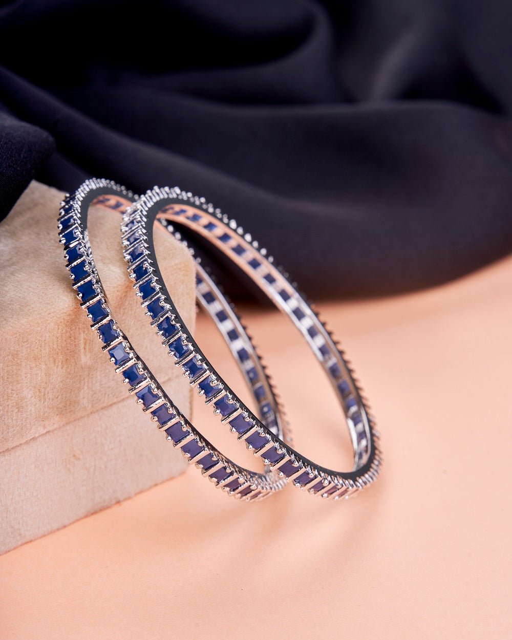 Opal Touch - Square Rhodium Bangles (Pack of 2) - Bangles