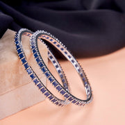 Opal Touch - Square Rhodium Bangles (Pack of 2) - Bangles