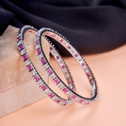 Opal Touch - Square Rhodium Bangles (Pack of 2) - Bangles