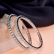 Opal Touch - Square Rhodium Bangles (Pack of 2) - Bangles
