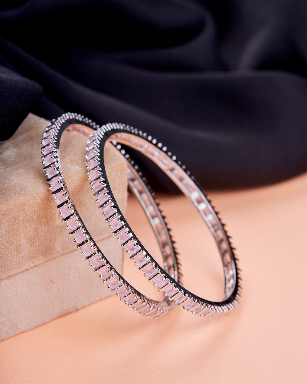 Opal Touch - Square Rhodium Bangles (Pack of 2) - Bangles