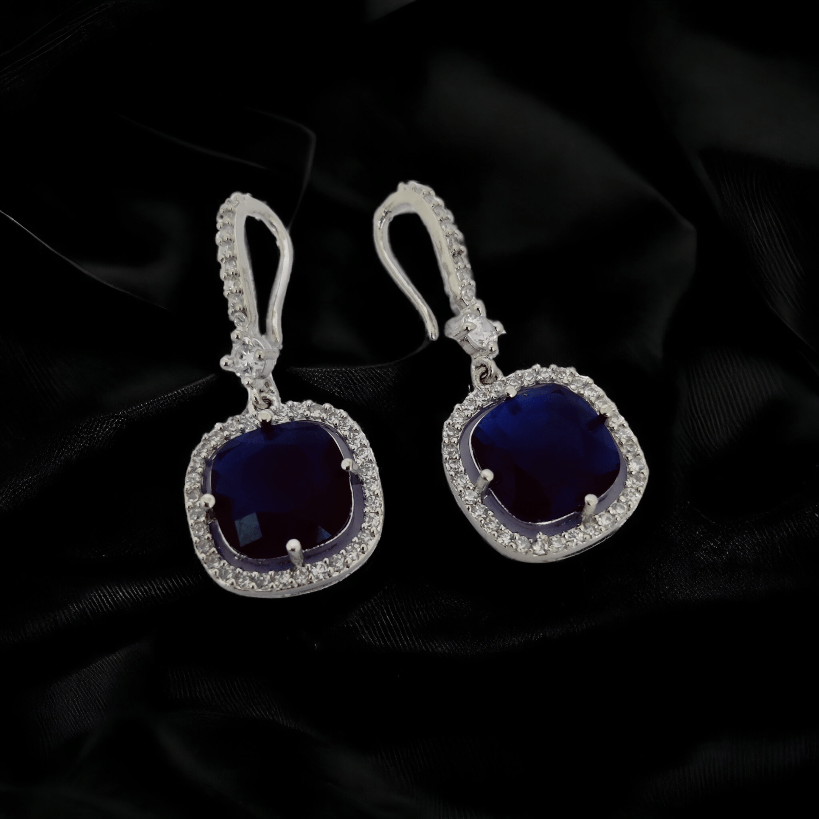 Opal Touch - Square Rhodium Hook Back Earrings - Earrings