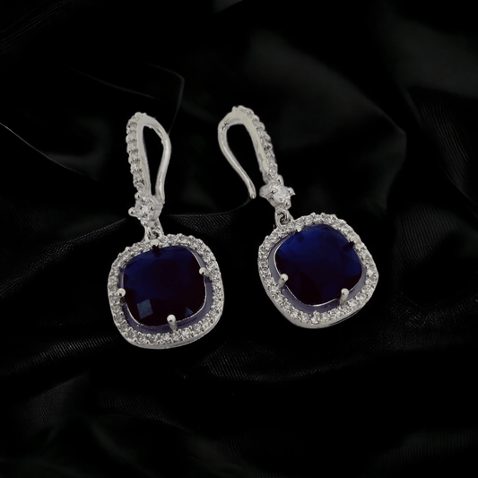 Opal Touch - Square Rhodium Hook Back Earrings - Earrings