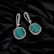 Opal Touch - Square Rhodium Hook Back Earrings - Earrings
