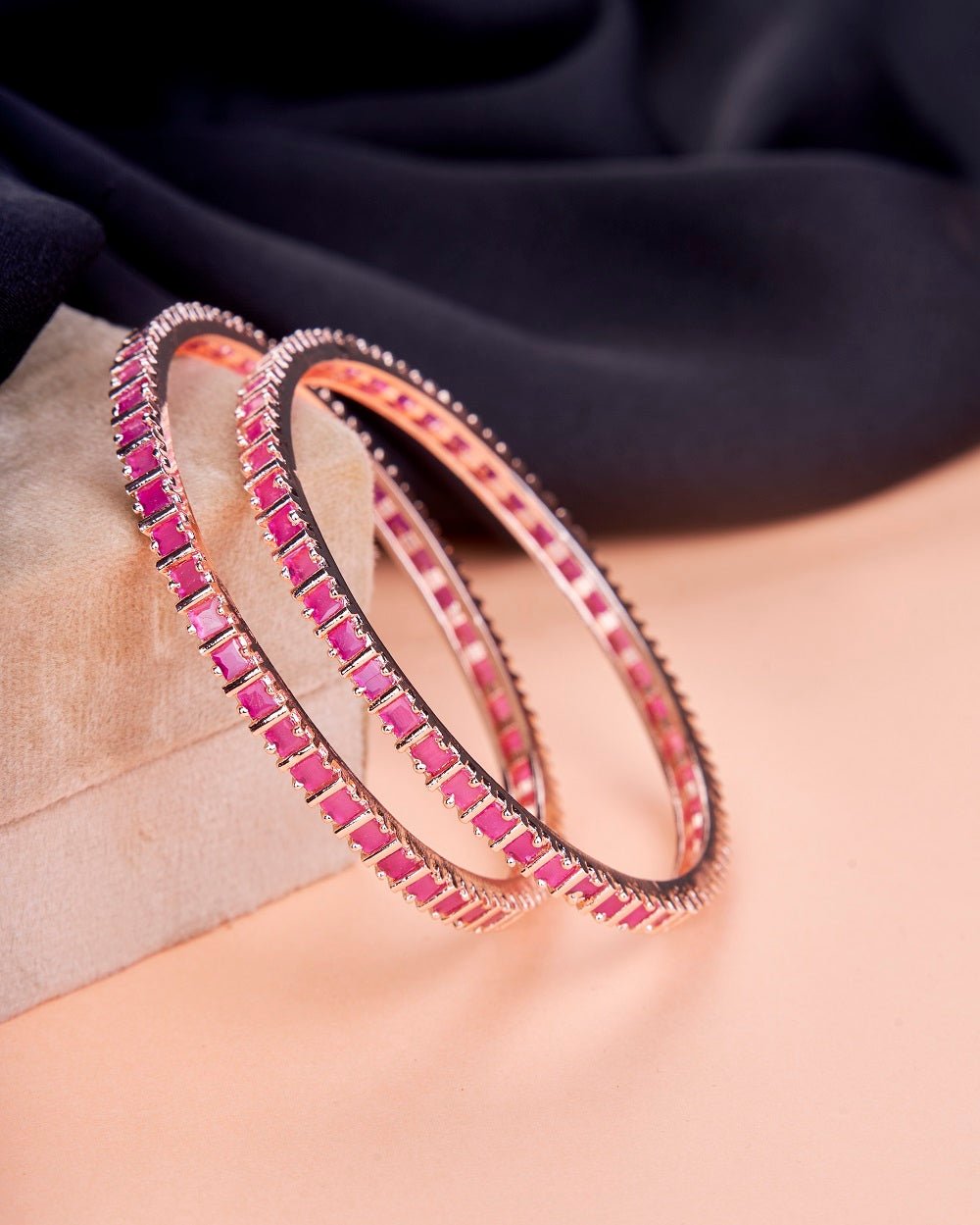 Opal Touch - Square Rose Gold Bangles (Pack of 2) - Bangles