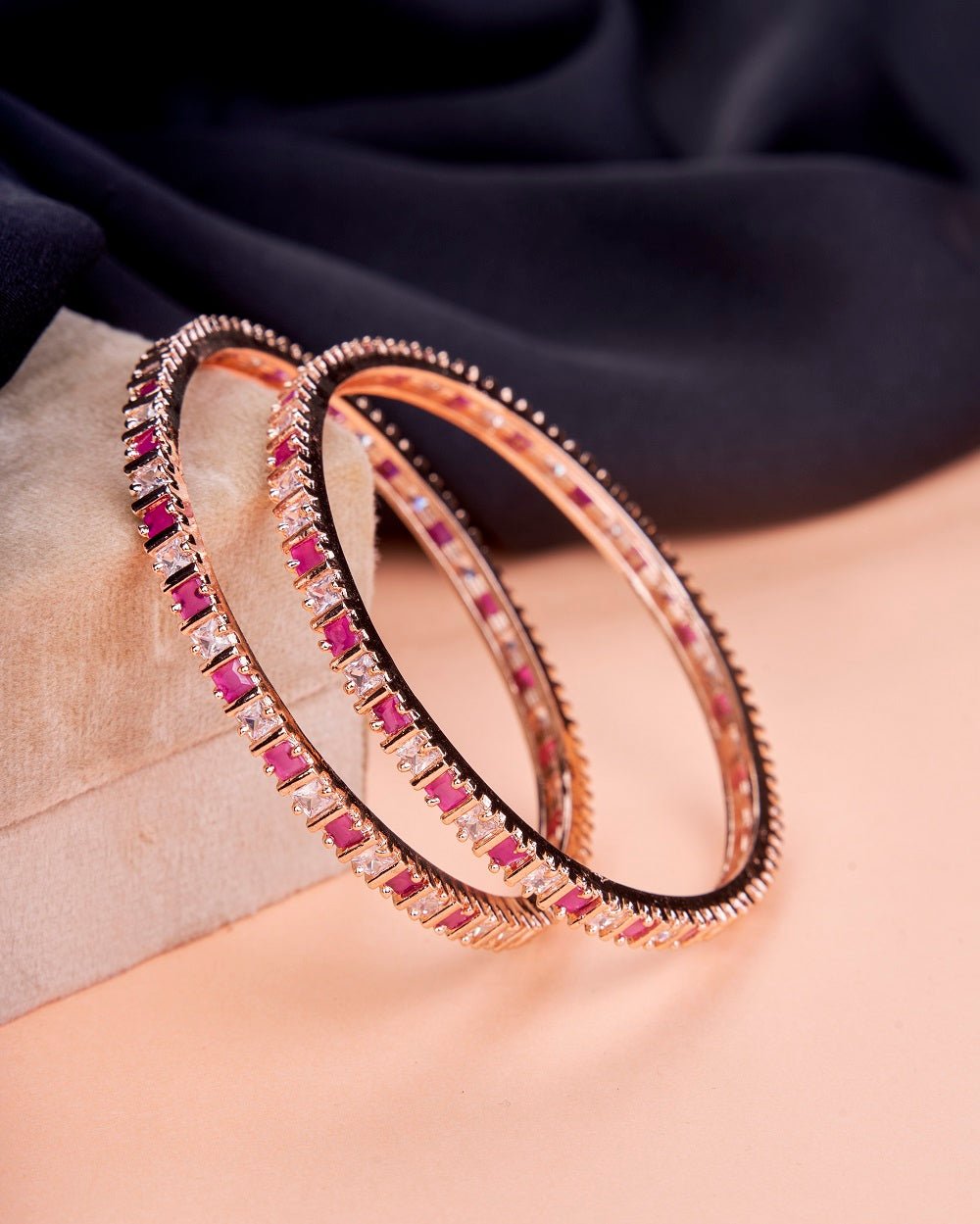 Opal Touch - Square Rose Gold Bangles (Pack of 2) - Bangles