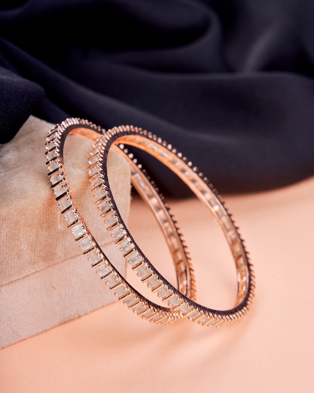 Opal Touch - Square Rose Gold Bangles (Pack of 2) - Bangles