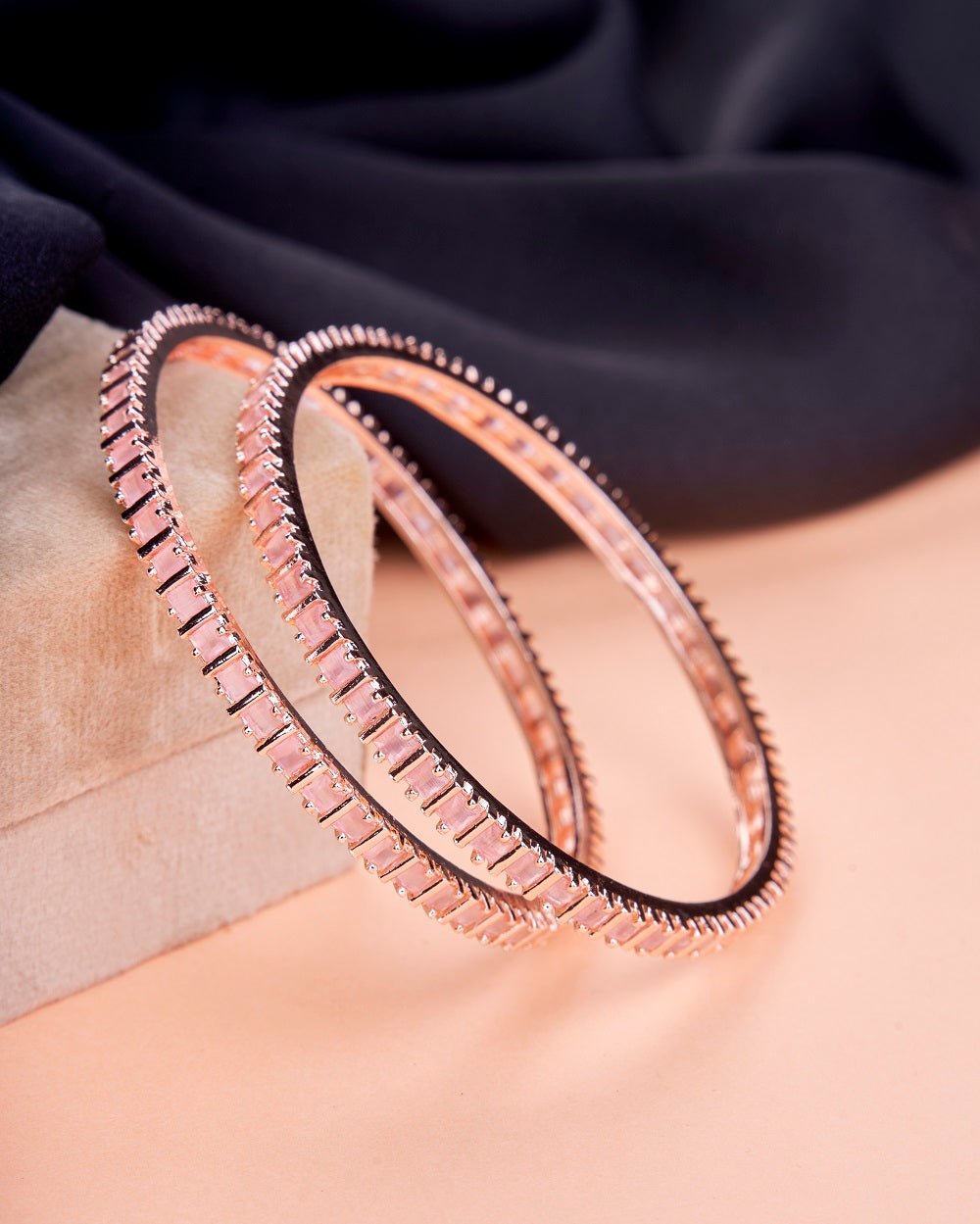 Opal Touch - Square Rose Gold Bangles (Pack of 2) - Bangles