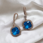Opal Touch - Square Rose Gold Hook Back Earrings - Earrings