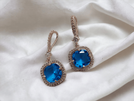 Opal Touch - Square Rose Gold Hook Back Earrings - Earrings