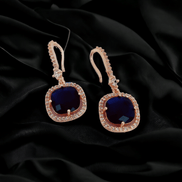 Opal Touch - Square Rose Gold Hook Back Earrings - Earrings