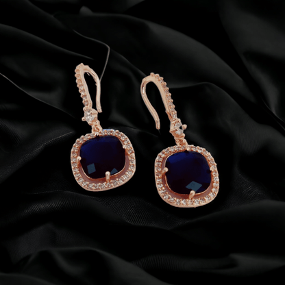 Opal Touch - Square Rose Gold Hook Back Earrings - Earrings