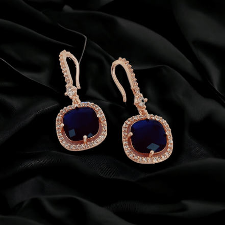Opal Touch - Square Rose Gold Hook Back Earrings - Earrings