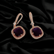 Opal Touch - Square Rose Gold Hook Back Earrings - Earrings