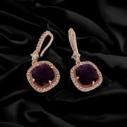 Opal Touch - Square Rose Gold Hook Back Earrings - Earrings