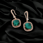 Opal Touch - Square Rose Gold Hook Back Earrings - Earrings
