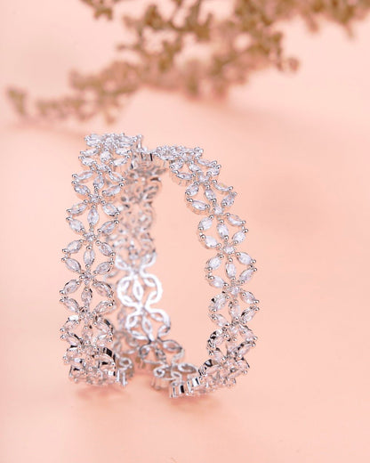 Opal Touch - Star Rhodium Plated Bangles (Pack of 2) - Bangles