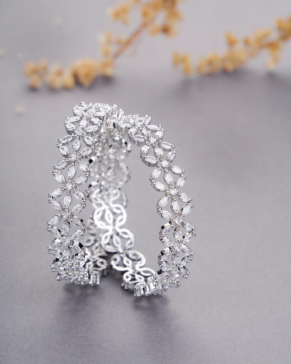 Opal Touch - Star Rhodium Plated Bangles (Pack of 2) - Bangles