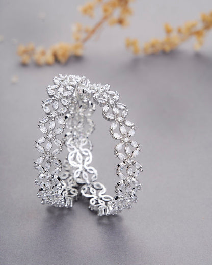 Opal Touch - Star Rhodium Plated Bangles (Pack of 2) - Bangles