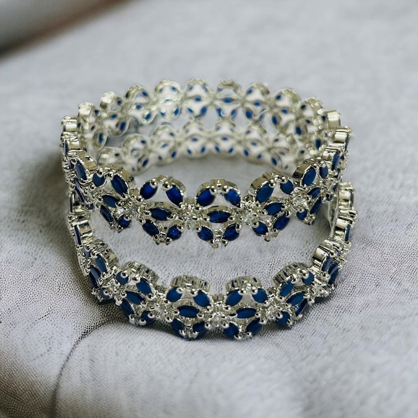 Opal Touch - Star Rhodium Plated Bangles (Pack of 2) - Bangles