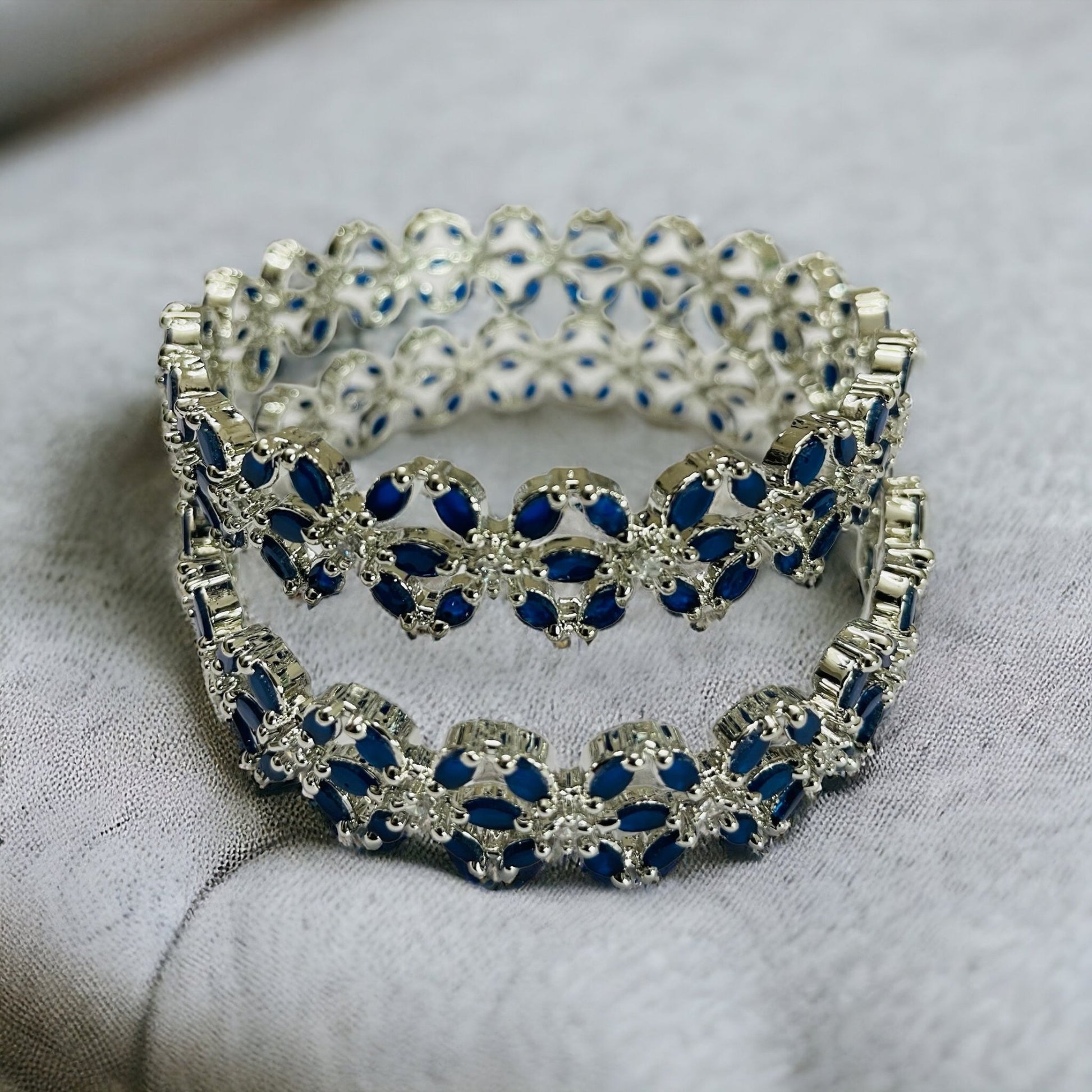 Opal Touch - Star Rhodium Plated Bangles (Pack of 2) - Bangles