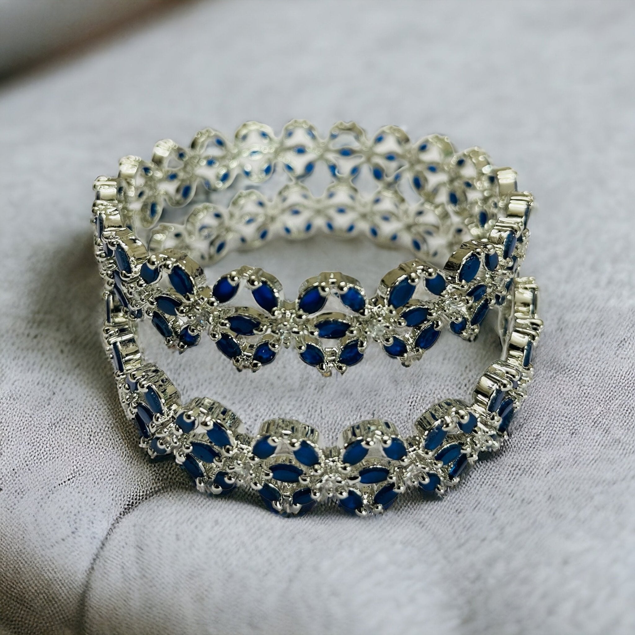 Opal Touch - Star Rhodium Plated Bangles (Pack of 2) - Bangles