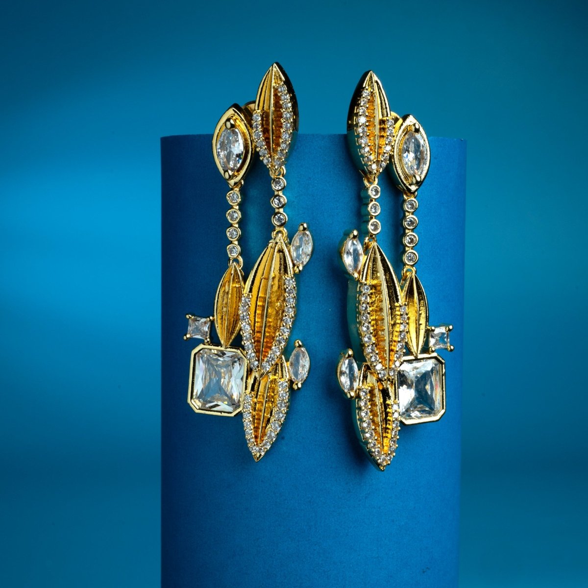 Statement Gold Plated Drop Earrings - Opal Touch