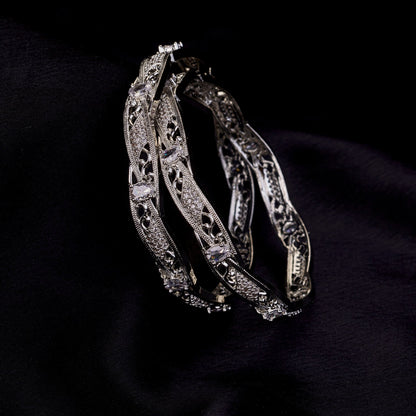 Bangles - Stellar Bloom Rhodium Bangles - Opal Touch