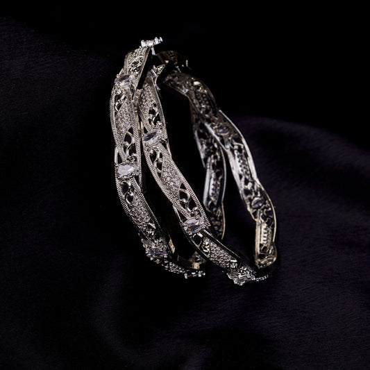 Bangles - Stellar Bloom Rhodium Bangles - Opal Touch