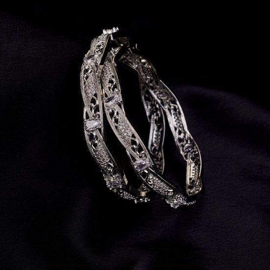 Bangles - Stellar Bloom Rhodium Bangles - Opal Touch