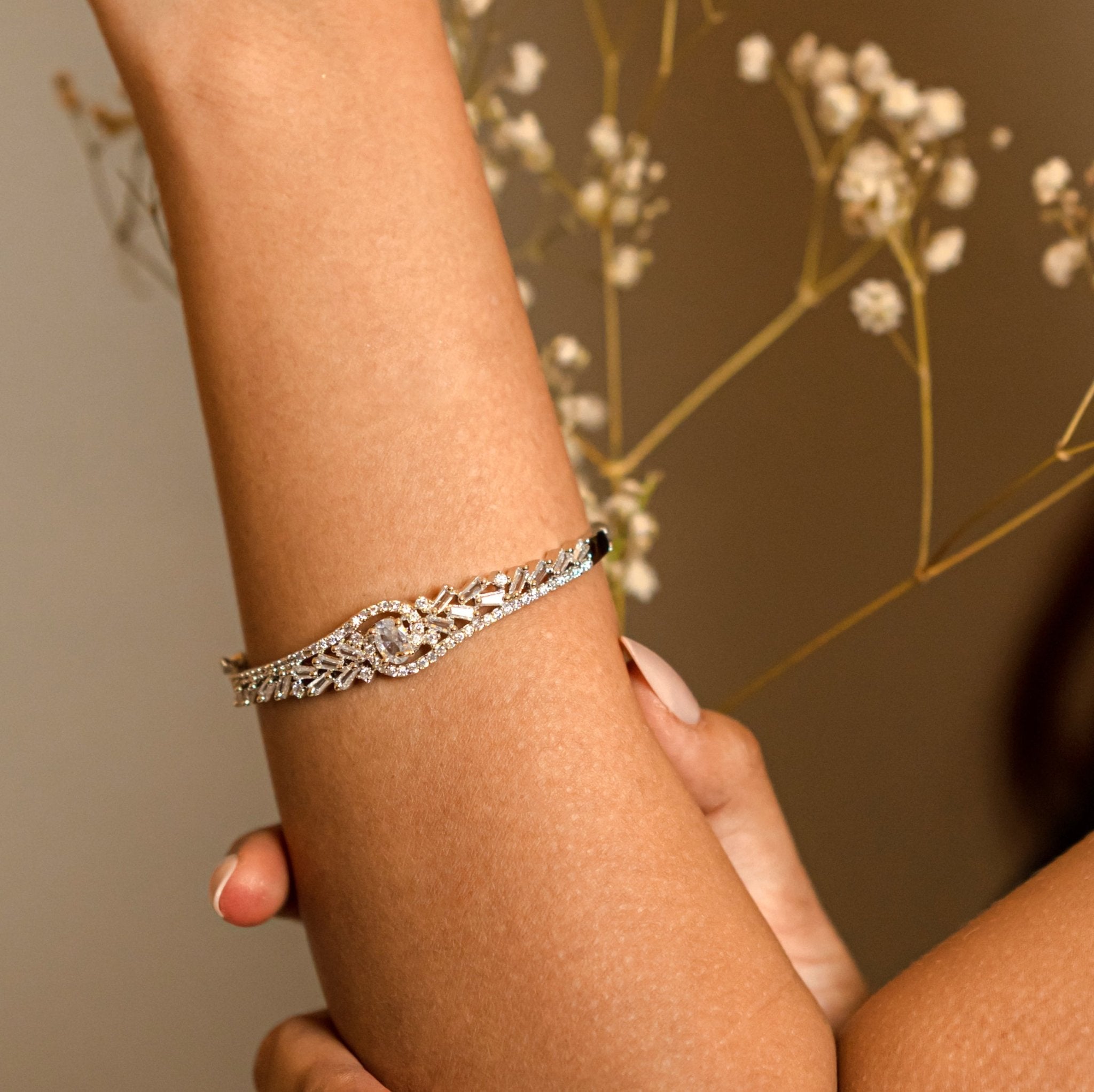 Opal Touch - Stunning White Rhodium Bracelet - Bracelets