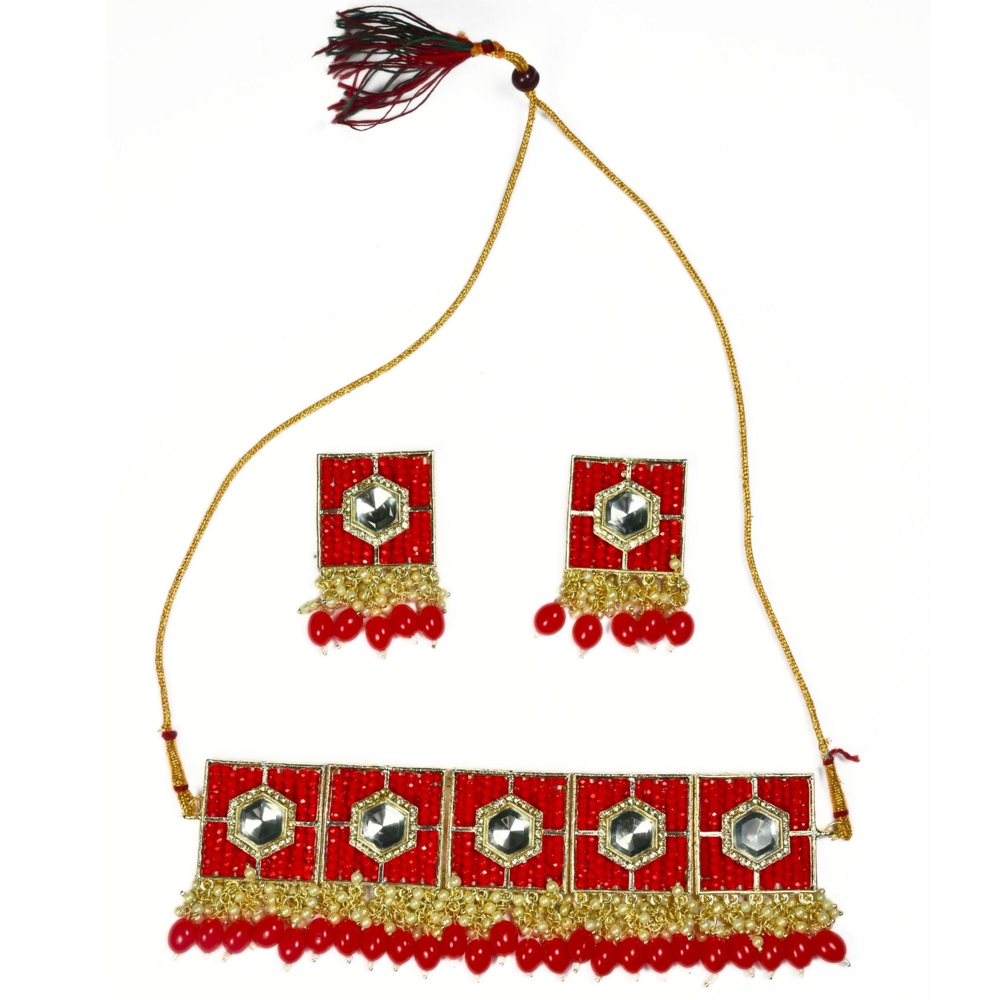 Stylish Chocker Necklace Set With Pearls - Opal Touch