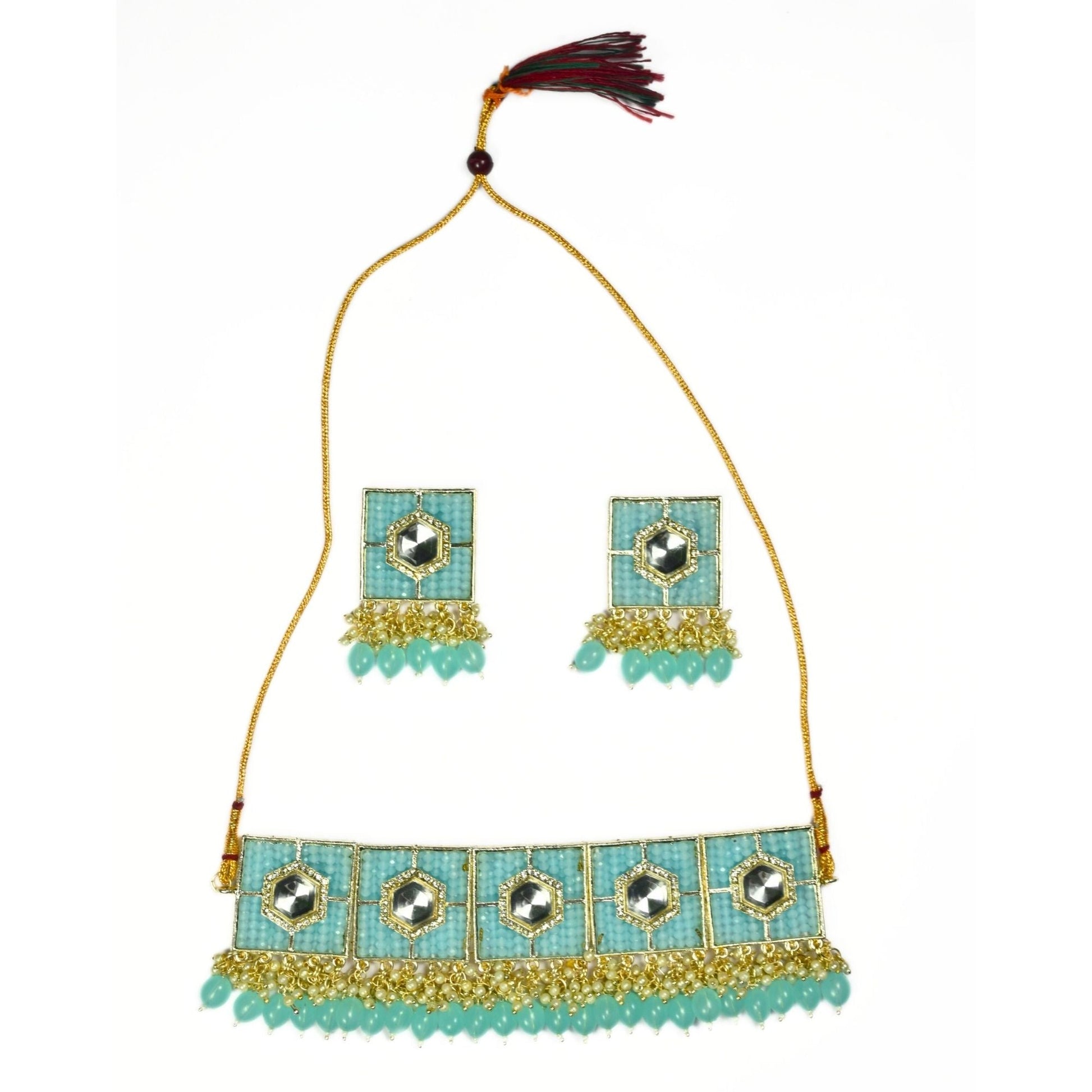 Stylish Chocker Necklace Set With Pearls - Opal Touch