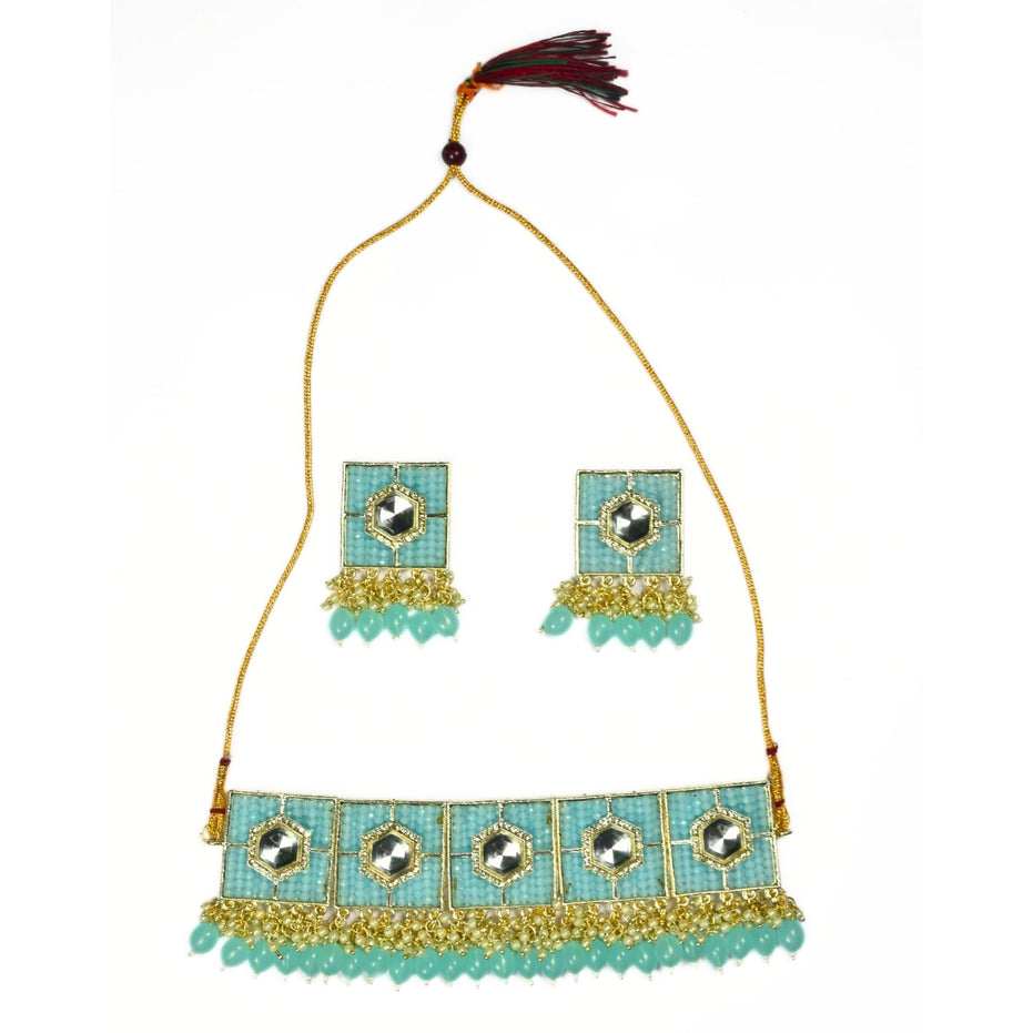 Stylish Chocker Necklace Set With Pearls - Opal Touch