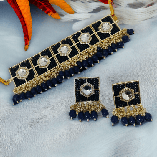 Opal Touch - Stylish Chocker Necklace Set With Pearls - Necklace