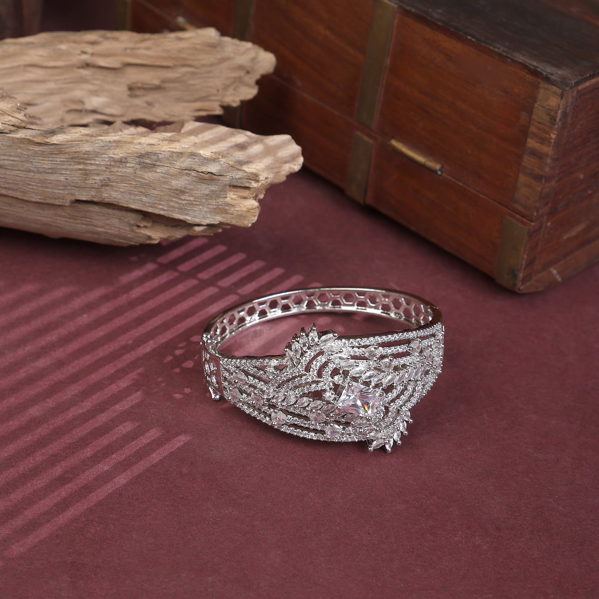 Opal Touch - Stylish Cubic Zirconia Kada Bracelet - Bracelet