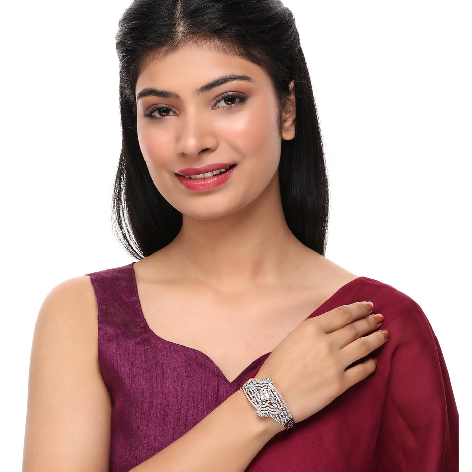 Opal Touch - Stylish Cubic Zirconia Kada Bracelet - Bracelet